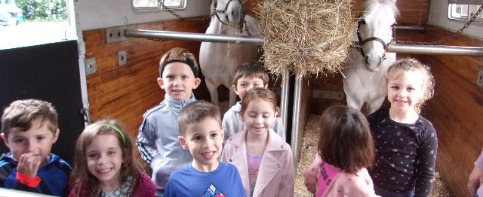 Happy Jewish Preschoolers Meet Horses