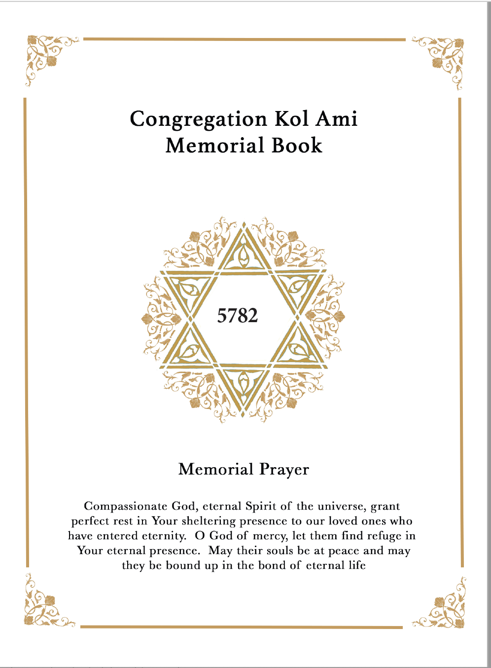 Congregation Kol Ami Memorial Book